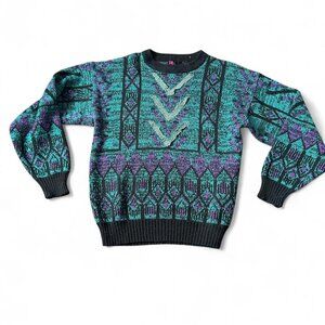 Vintage y2k 90s ski knit sweater   Size small    90s 80s skiing winter snow knit